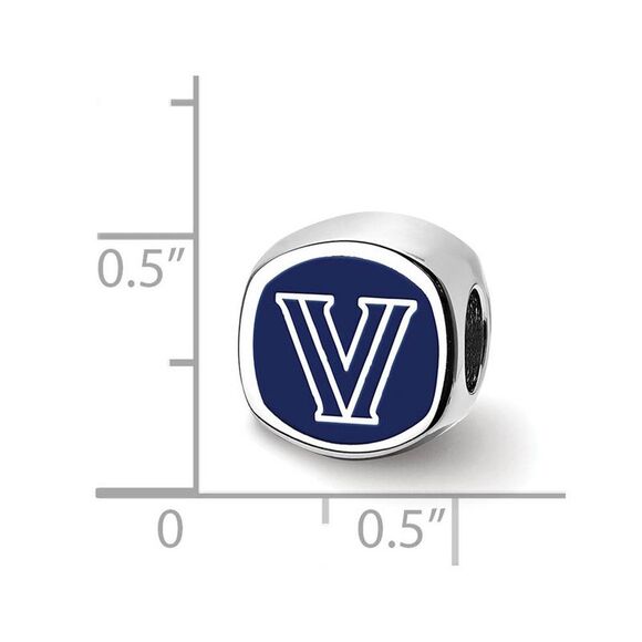 Sterling Silver Rhodium Plated Villanova U. Enamel Cushion Bead Charm - Picture 5 of 6